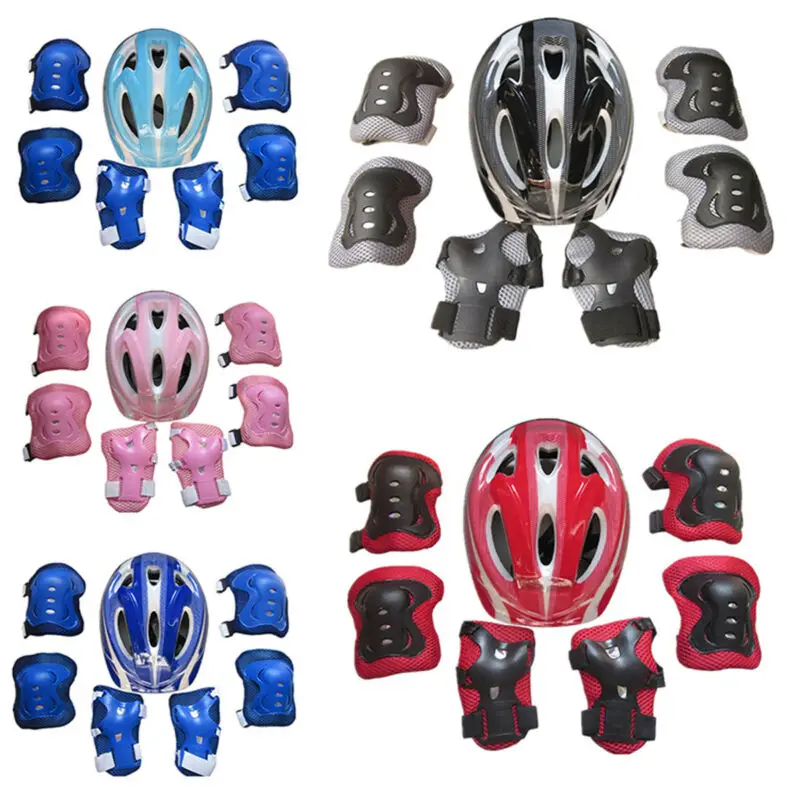 7Pcs/set Kids Boy Girl Safety Helmet Knee Elbow Pad Sets Children Cycling Skate Bicycle Helmet Protection Safety Guard