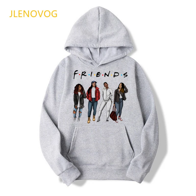 

Friends Graphic Pink/Gray/White Hoodies Women African Black Girls Sweatshirt Femme Melanin Poppin Sudadera Mujer Streetwear