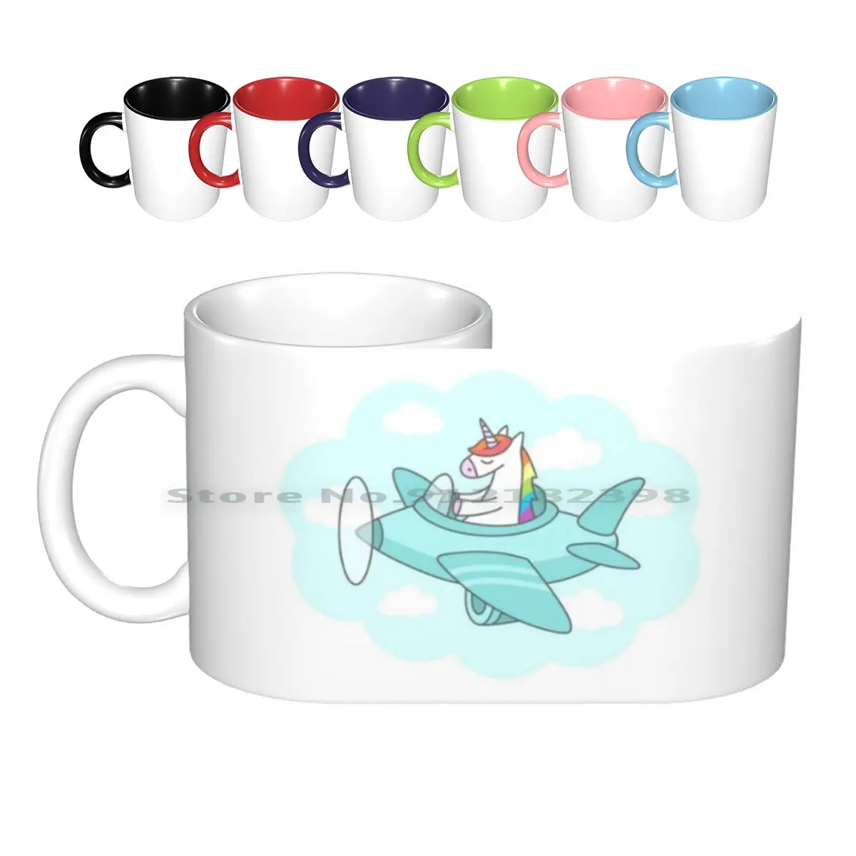 

Unicorn Plane Ceramic Mugs Coffee Cups Milk Tea Mug Unicorn Plane Airplane Flying Blue Sky Fantasy Kids Children Baby Nursery