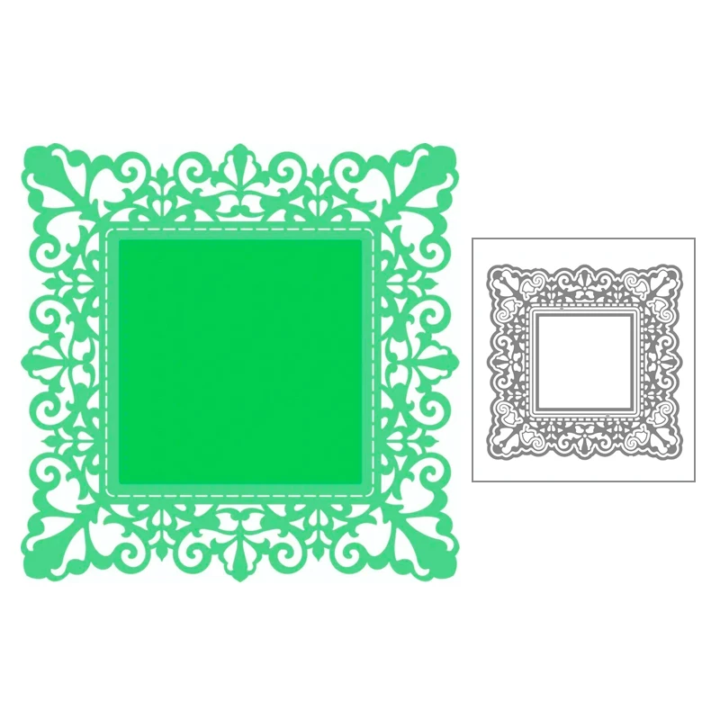 

2020 New Hot Square Lace Frame Border Metal Cutting Dies Foil Scrapbooking Die Cut For DIY Crafts Card Making Supplies No Stamps