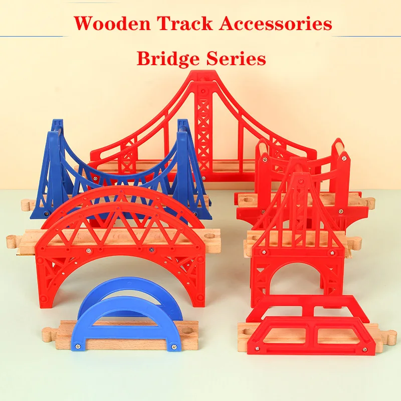 Деревянный трек железнодорожный мост аксессуары Обучающие игрушки туннель