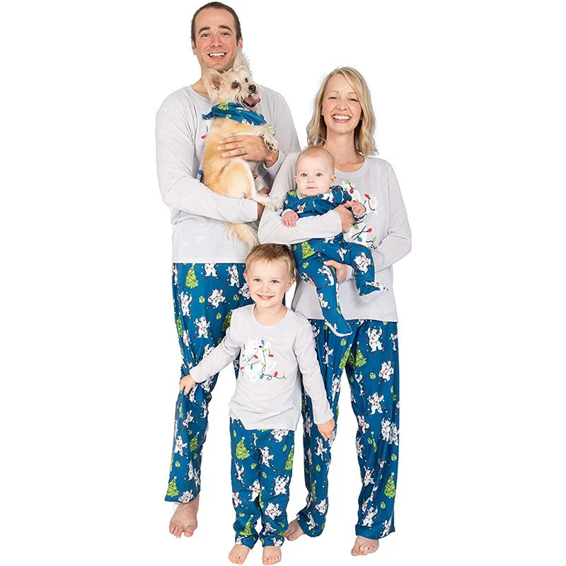 

Family Matching Outfits Clothing Christmas Pajamas Set Mother Daughter Kids Baby Nightwear Sleepwear Suit Costumes For New Year