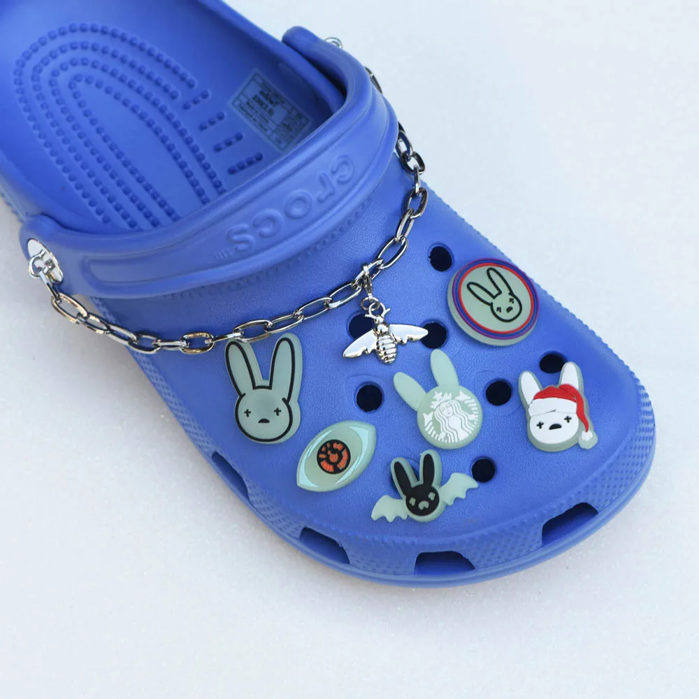

Original PVC Shoe Buckle Accessories Glow In the Dark Kawaii Charms Bunny Fluorescence Animals crocks Charm Bracelets Kids