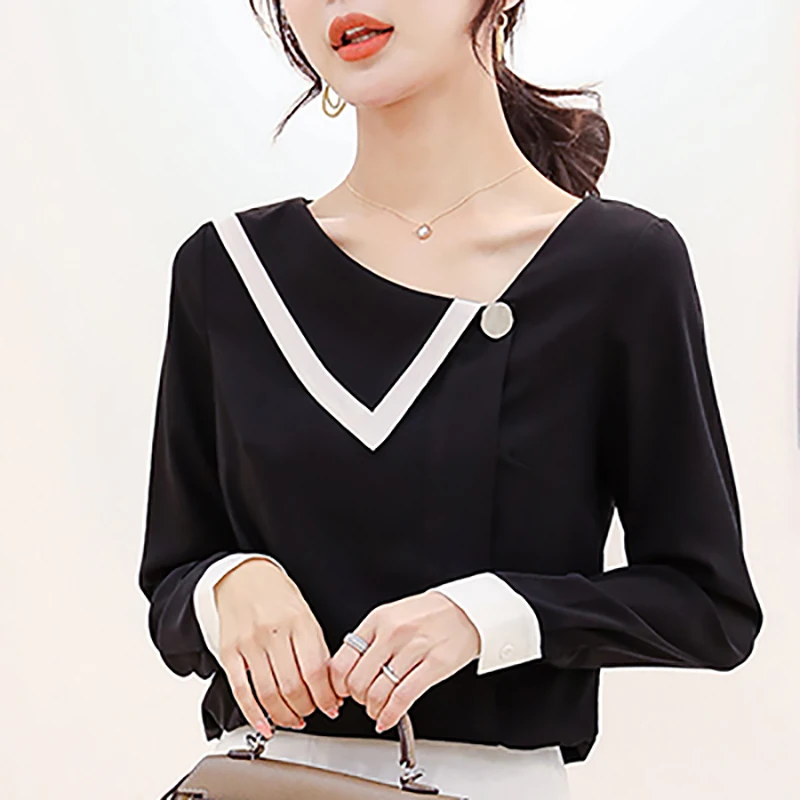 

Шифоновая рубашка shintimes, винтажная блузка размера плюс, женская одежда на осень 2020, Женские топы и блузки, пуловер с длинным рукавом