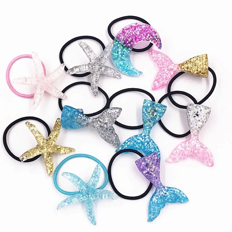 1 шт. блестящий хвост русалки Морская звезда детские эластичные ленты для волос