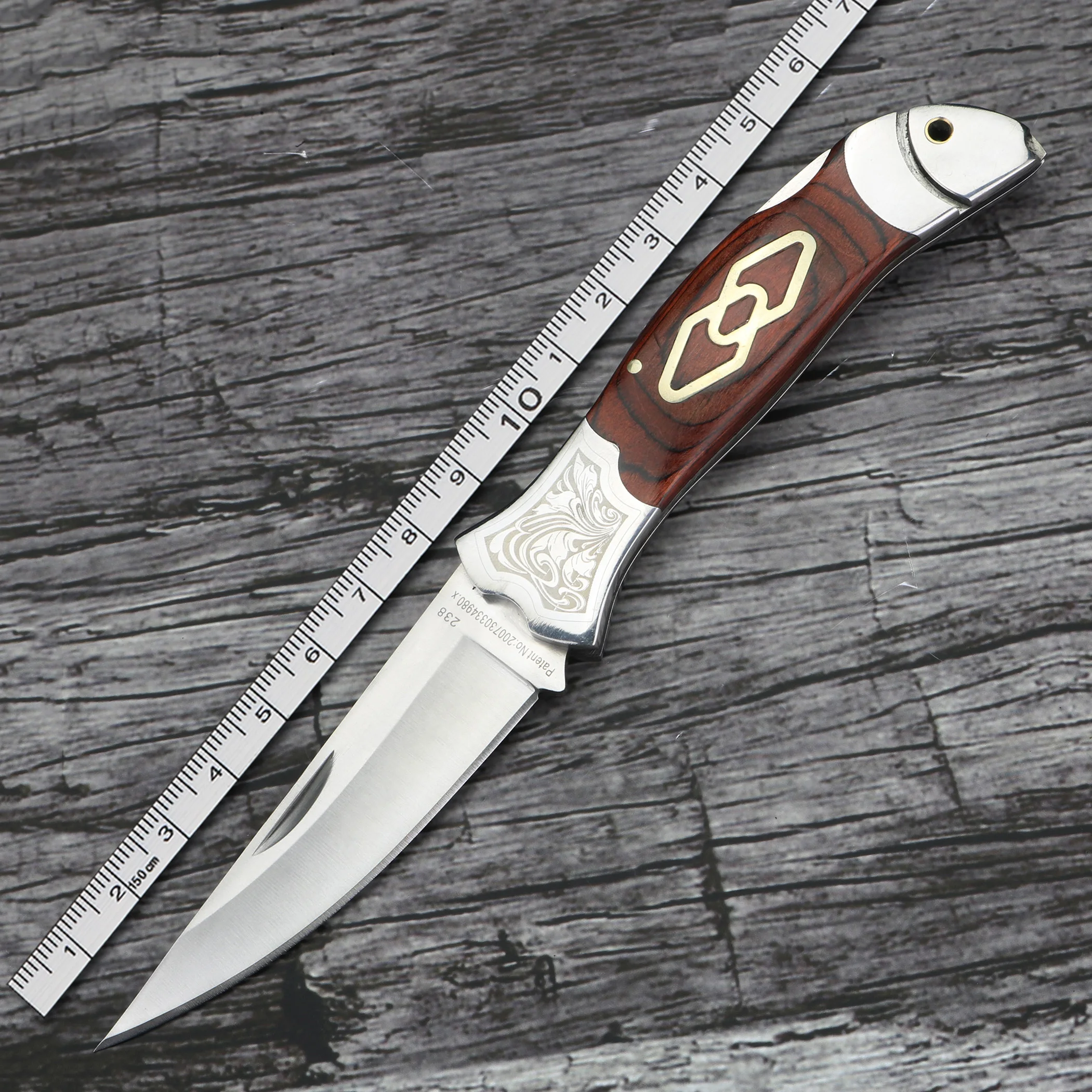 

Folding blade knife camping hunting high hardness short knife wood handle utility knife outdoor self-defense pocket knives