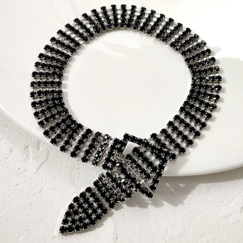 Цепочка-чокер Стразы Женская роскошное ожерелье с открытой регулируемой