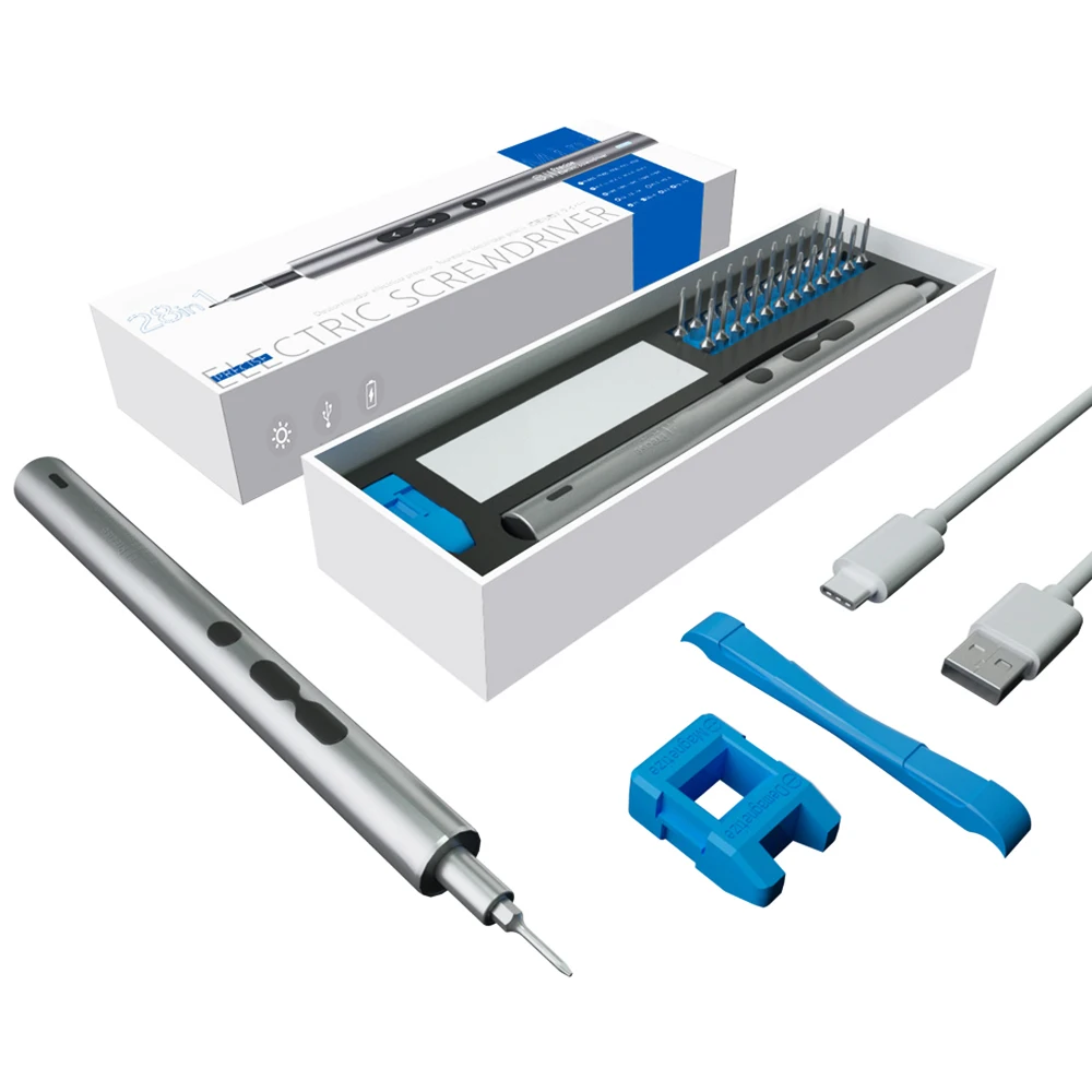 

28 in 1 Precision Electric Screwdriver Set for Phone Laptop Magnetic Multifuctional Screwdriver with LED Light Lithium Battery