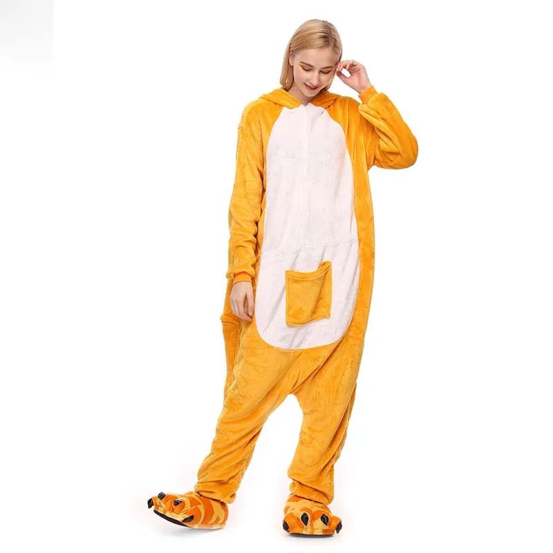 Pijama Mujer Adult Flannel One-Piece Pyjama Pour Femme Sleepwear Animal Kangaroo Pajamas Women Roleplay Onesies Party Costume