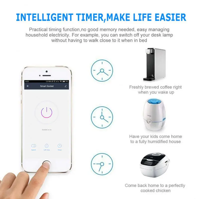 Умная Беспроводная розетка с таймером Wi-Fi Bluetooth 20 А | Электроника