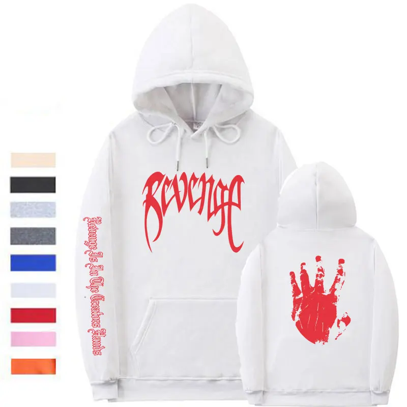 White-HONG011 Xxxtentacion Revenge винтовые манжеты на резинке толстовки для мужчин/женщин уличная Rapper хип хоп свитер с капюшоном - Цвет: White-HONG011