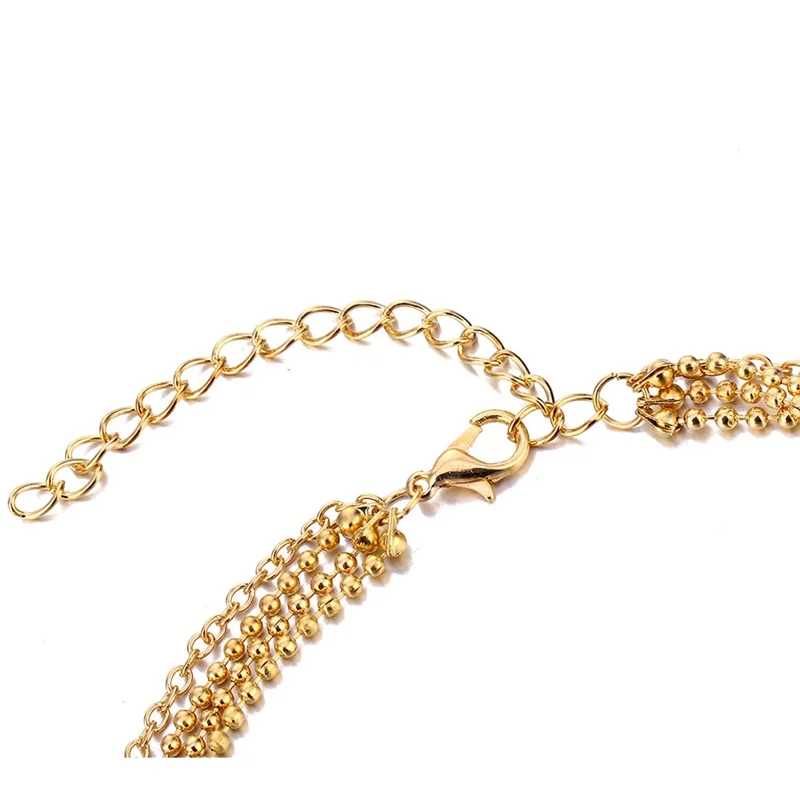 Золотое ожерелье-чокер короткие многослойные бусы с кисточками женские ожерелья