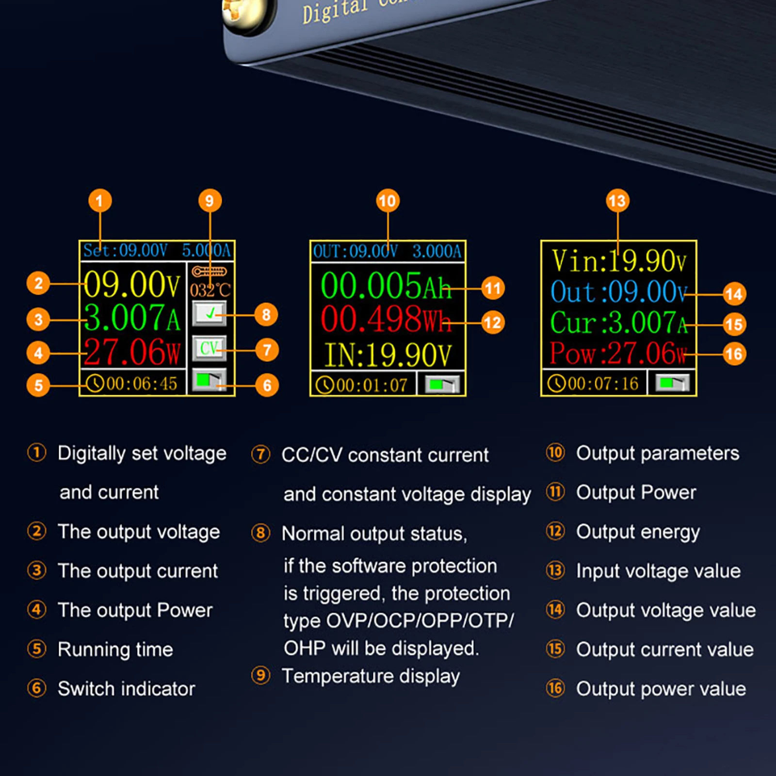 Программируемый понижающий источник питания постоянного тока с цветным