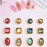 10pcs 3d nail jewels shell alloy diamond japanese ultra thin gold edging botton strass ongle 5755 5mm charms nail art jewelry