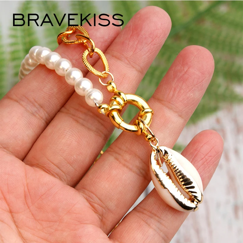 BRAVEKISS 4 стиля подвески в виде ракушки жемчужная цепочка подвеска Vsco сюрприз