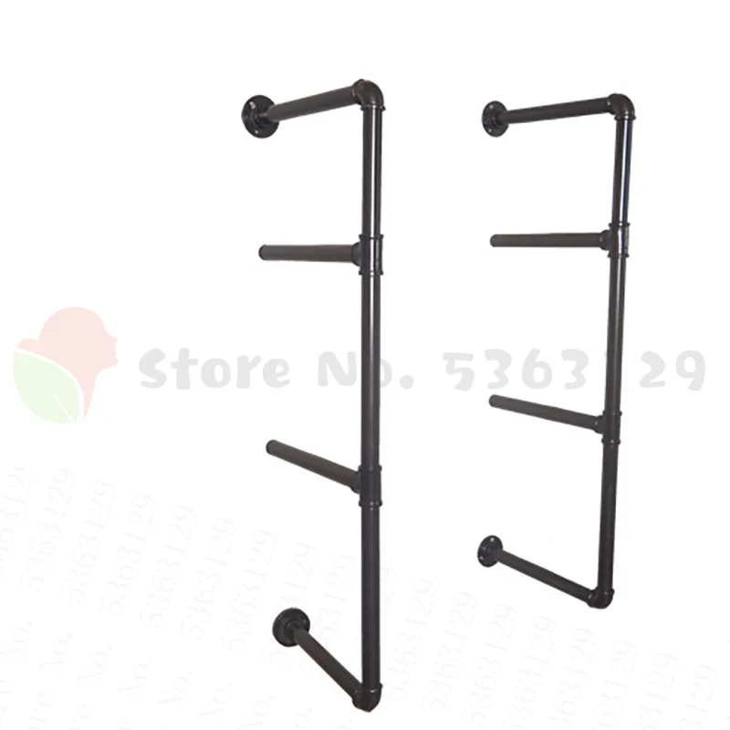 

2pcs 3 Tier Pipe Shelf Industrial Furniture Black Wall Shelf Bracket Hanging Storage Iron Bookshelf DIY Brackets