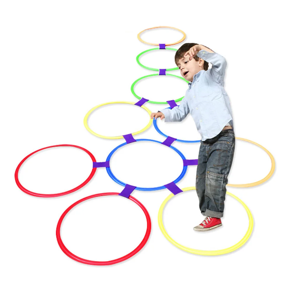 

Children Games Hopscotch Jump Rings Set Kids Sensory Play Indoor Outdoor With Hoops Connectors Training Sports Educational Toy