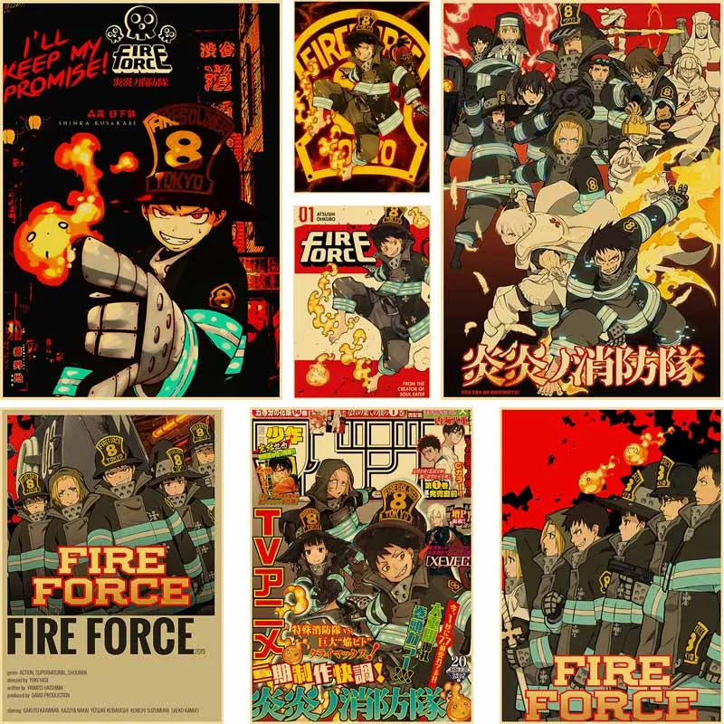 Плакат из крафт-бумаги в стиле японского аниме ретро плакаты и принты огненной