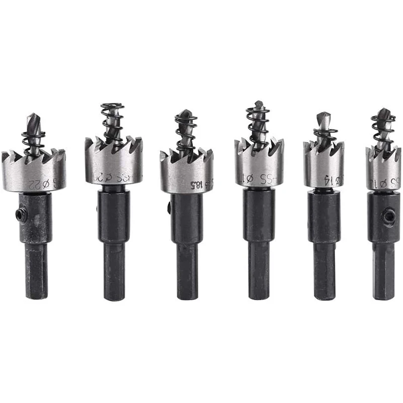

6 Pcs Carbide Tip HSS Drill Bit Hole Saw Set for Stainless Steel Metal Alloy,12/14/17/18.5/20/22MM