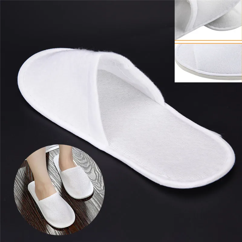 

5/10 Pairs Hotel Travel Slippers Sanitary Party Home Guest Use Shoes Fluffy Closed Toe Men Women Disposable Slippers Solid Color
