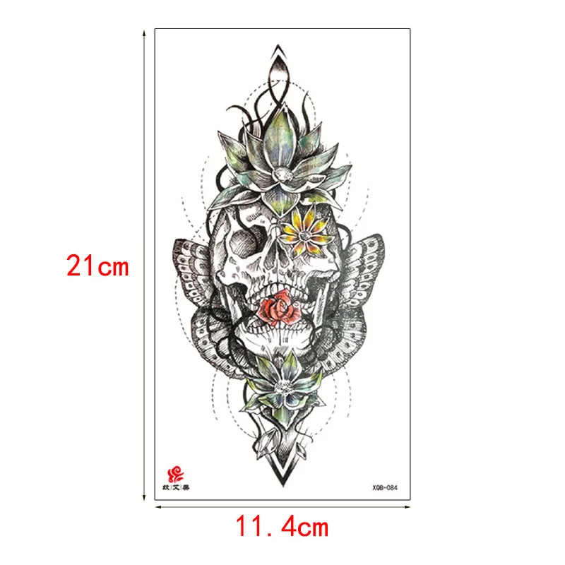Half Flower Arm Waterproof Temporary Tattoo Sticker Abstract Mouse Moon Lotus Skull Snake Body Makeup for Men Women Tatto | Красота и