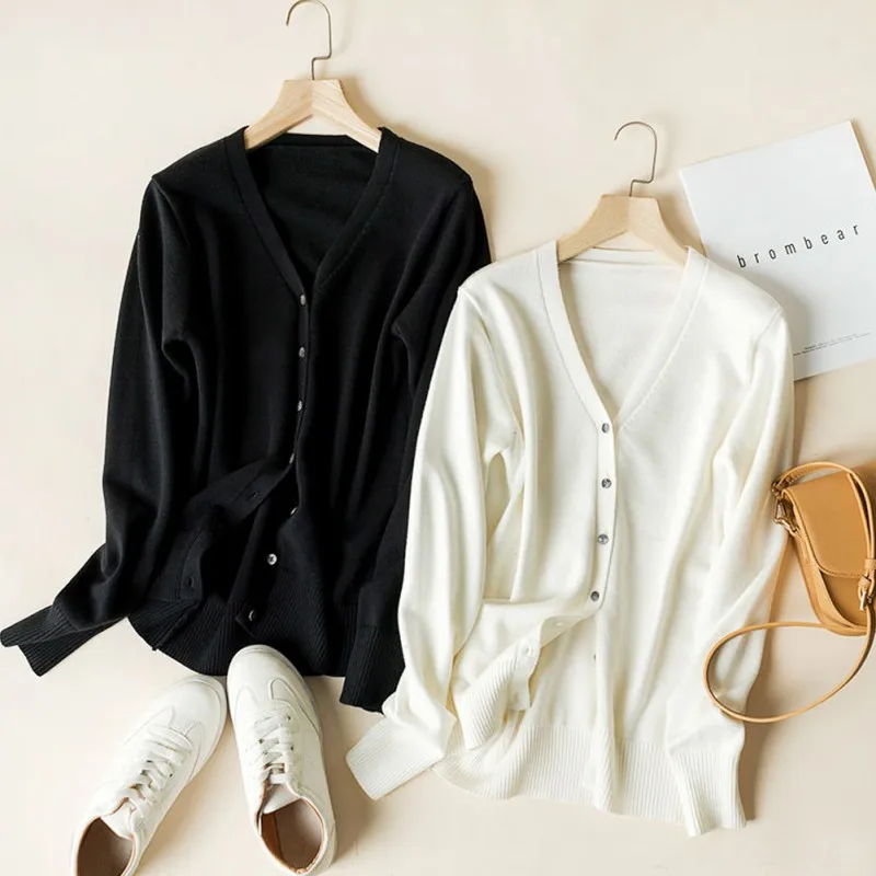 Кардиган женский вязаный с V-образным вырезом и длинным рукавом красный черный |