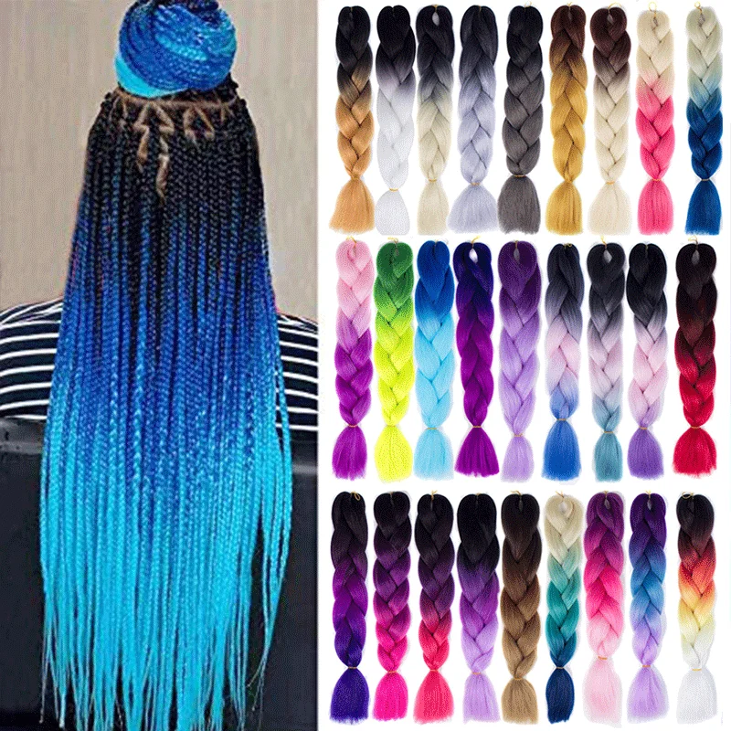 

Kong&Li Synthetic hair Braids Ombre Braiding Hair Extension Box Braid Hair Pink Purple Yellow Golden Colors