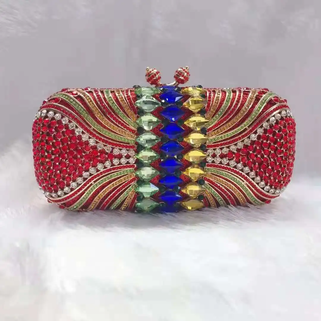 

Красная яркая Женская вечерняя сумка с бриллиантами, свадебные женские клатчи с кристаллами, кошельки, женская вечерняя сумка для выпускно...