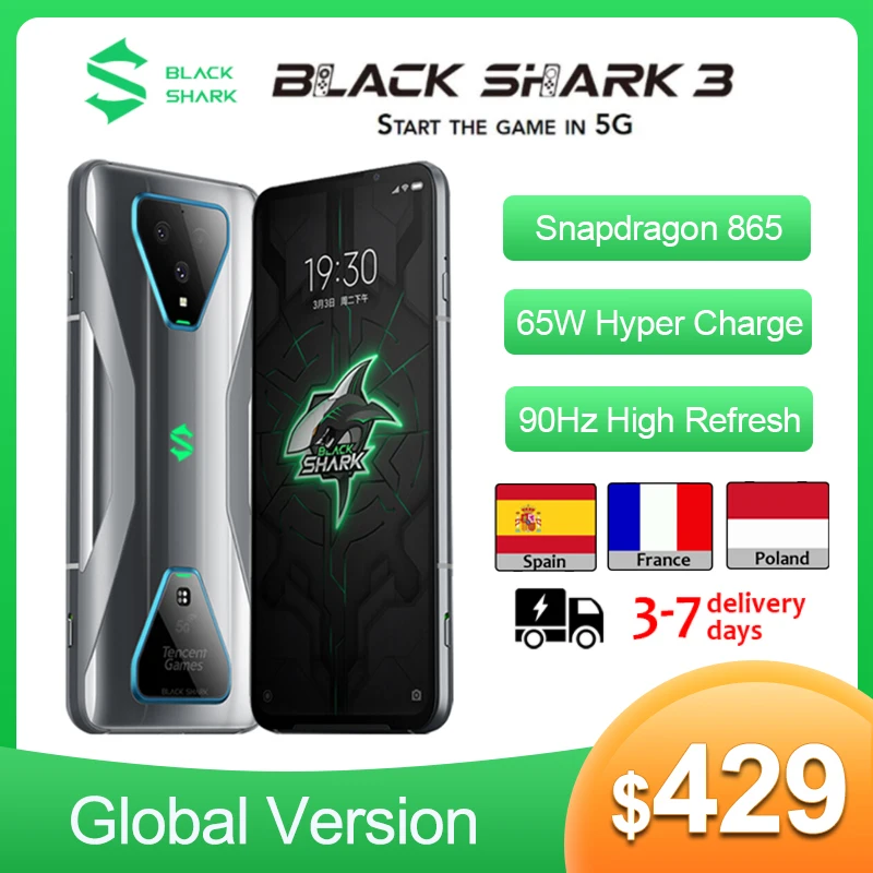 Игровой телефон Black Shark 3 глобальная версия дюйма 8 ГБ ОЗУ 6 67 Гб ПЗУ Snapdragon 128 865 5G две
