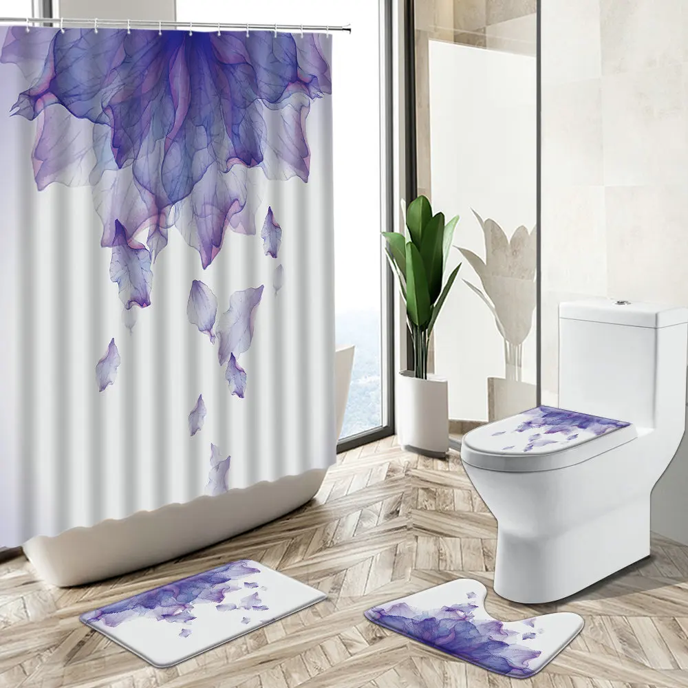 Абстрактная занавеска для душа с цветочным принтом в виде лепестков современный