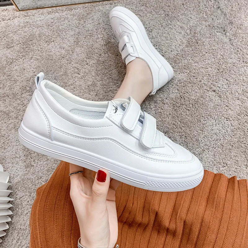 

Small White Shoes Women's Soft Leather Leisure Women's Shoes Spring and Autumn 2021 New Shoes Children's Soft Soled Velcro Shoes