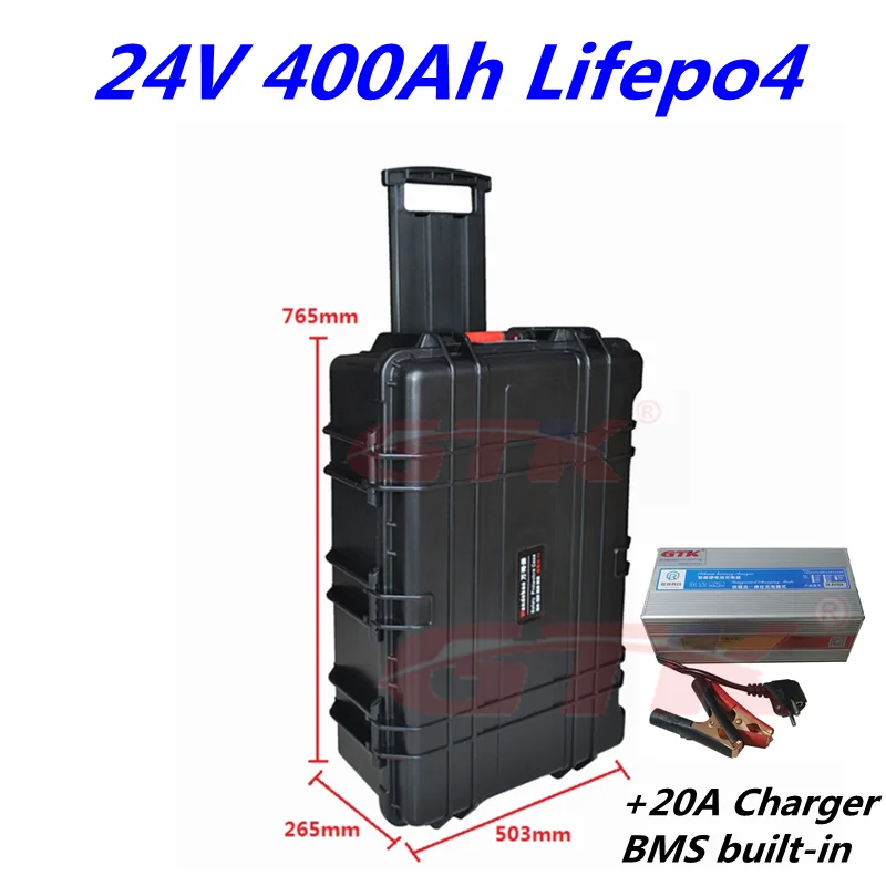 Литиевая батарея большой емкости 24 в 400 Ач Lifepo4 8S BMS для автодома RV солнечная