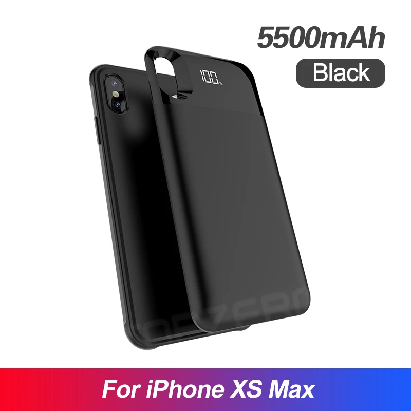 Black For XS MAX 5500 мАч чехол для батареи для iPhone X XS XR XS MAX портативный светодиодный внешний аккумулятор с разъемным магнитным внешним аккумулятором чехол - Цвет: Black For XS MAX