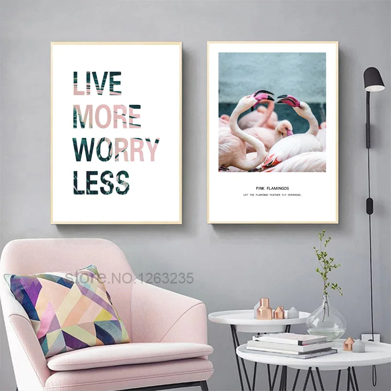 Pink Flamingo Nordic Poster Prints Animal Wall Art Canvas Painting Cuadros Picture Posters Modern Gifts Home Decor Unframed | Дом и сад