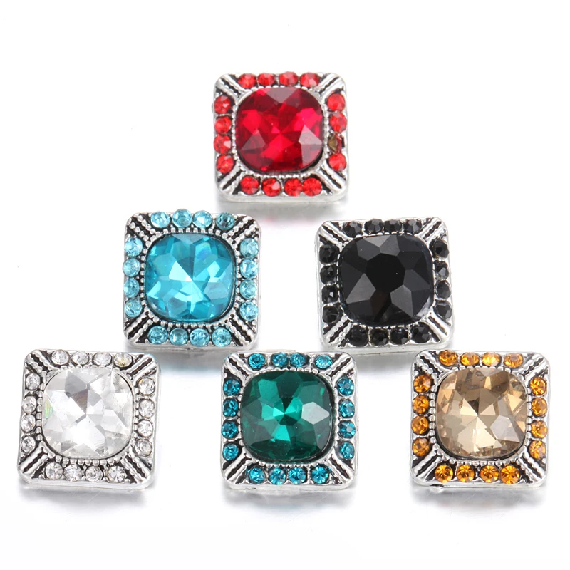 10 шт./лот новые кнопки ювелирные браслеты с кристаллами квадратные цветы 12 мм для