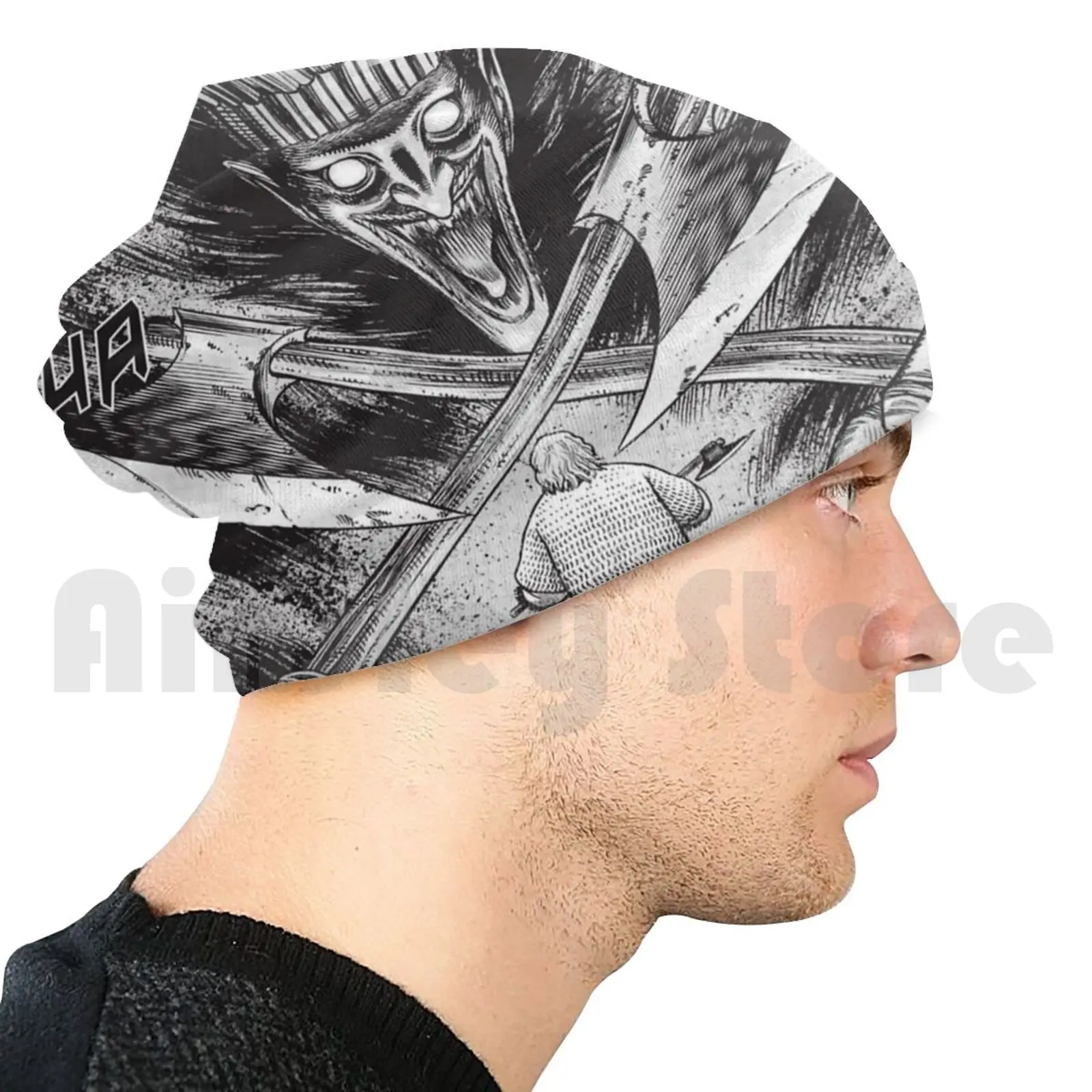 Вязаная Шапка-бини с демоном викингом (Vinland Сага) в стиле хип-хоп | Аксессуары для