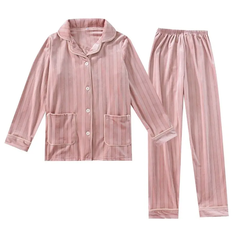 

Winter Thick Flannel Warm Pajamas Sets For Women Sleepwear Home Clothing Pajama Home Wear Pyjamas Set Pijama mujer