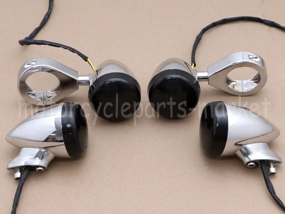 Мотоциклетный 4 шт. хромированный передний и задний светодиодный вилочный зажим
