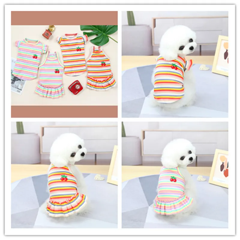 

Полосатая одежда для собак и кошек, платье для щенков, жилет, футболка, милая Пижама, одежда для домашних животных, нижняя рубашка, одежда для...