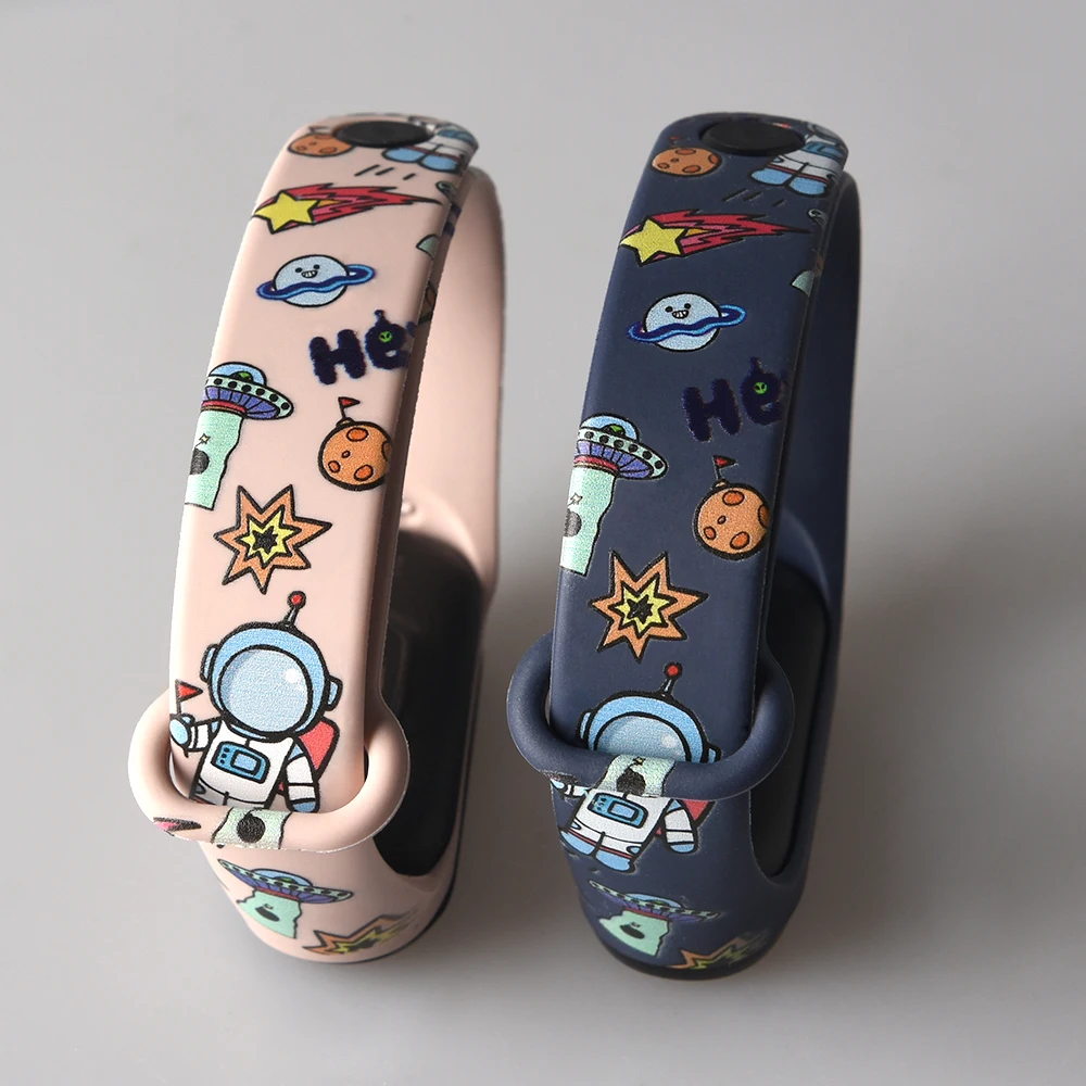 Силиконовый ремешок для Xiaomi Mi band 5 4 мягкий цветной браслет с принтом xiami