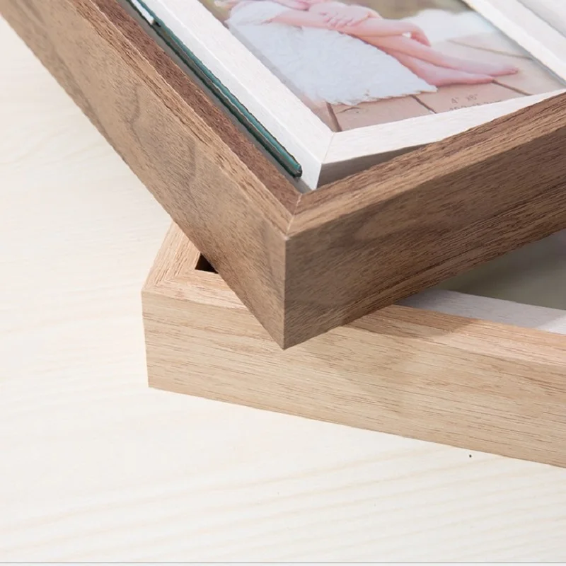 

3 Boxes Rotable Photo Frame Horizontal Vertical Format Frame Vintage Photo Inner Frame Picture Poster Double Side Table Decor
