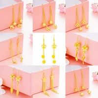 dubai ear line tassel earrings for women 2020 new 24k gold color butterfly dangle earring fashion female wedding jewelry gifts