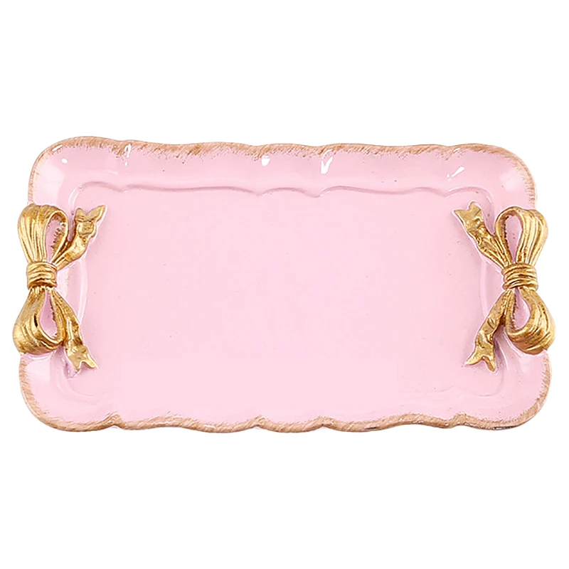 2 Set European Style Bow Cake Storage Trays Makeup Organizer Dessert Plate Square Decor Tray Kitchen 12X20cm 1 Se | Дом и сад