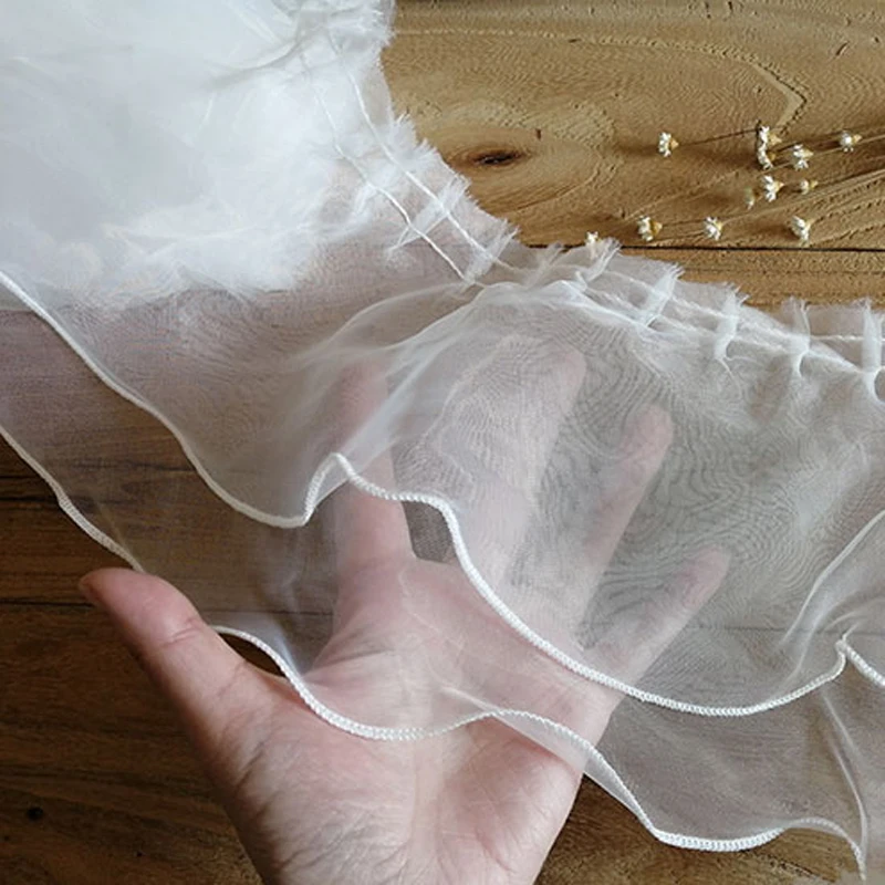 

15 см большой Ширина 1 ярд двухслойные DIY Швейные аксессуары свадебное платье юбка с кружевной полоской и головной повязкой тканевой полоской кружево для Pукоде