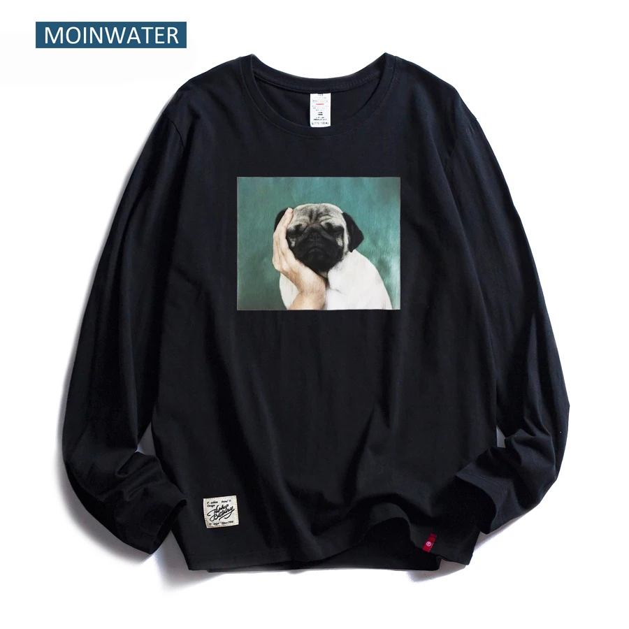 MOINWATER/Модные женские футболки с длинными рукавами и принтом собаки из