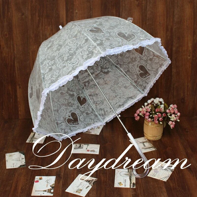 Модный белый прозрачный кружевной зонт Женский солнцезащитный Зонт Apollo милый