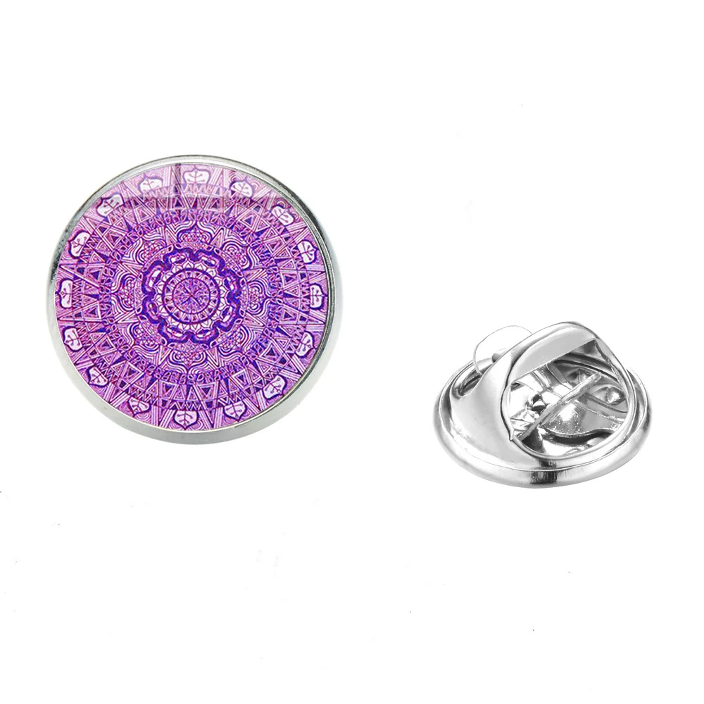 Классический синий Мандала Сакральная геометрические Броши Ом Индии символ йоги