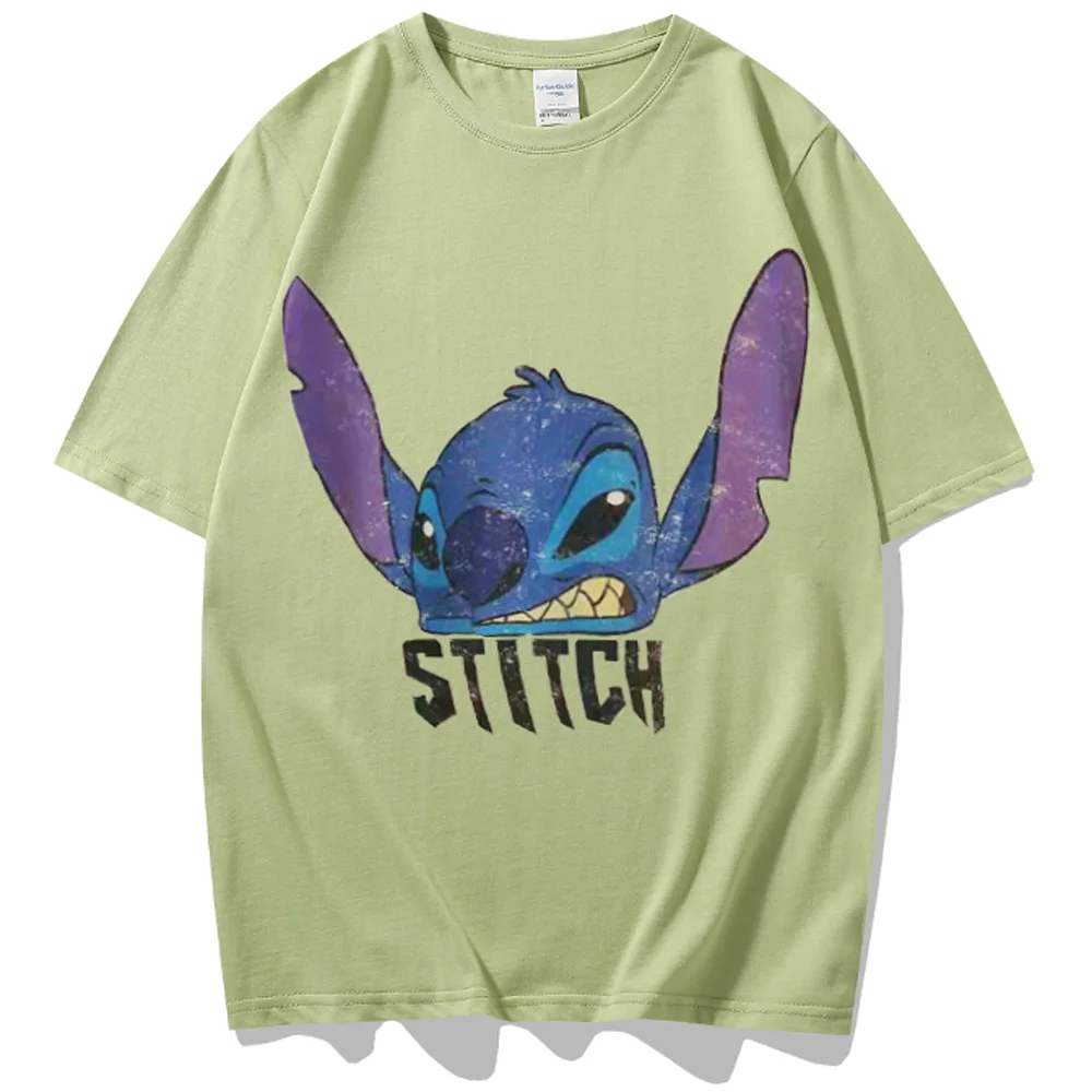 

Disney Fashion Stitch Little Monster Letter Cartoon Print O-Neck Tee Chic Couples Unisex Women T-Shirt Short Sleeve Tops 7 Color