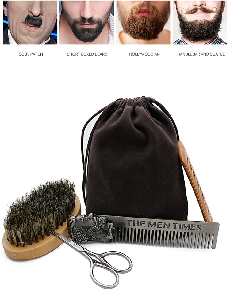 

High Quality Professional Beard Shaping & Styling Tool Brush Beard Comb Set Hair Care Tool