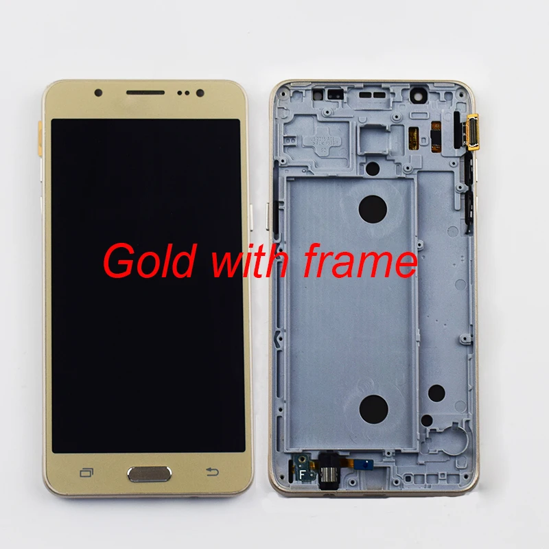 Gold With frame Регулируемый для samsung Galaxy J5 ЖК-экран J510 J510FN J510F J510G J510Y ЖК-дисплей кодирующий преобразователь сенсорного экрана в сборе рамка - Цвет: Gold With frame
